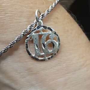 Silver Bracelet 925 Italian Bracelet with Silver Plated 16" charm